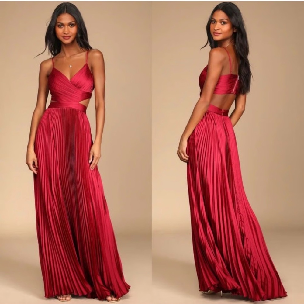 Lulu's Striking Burgundy Backless Dress